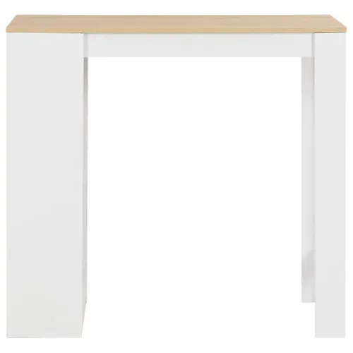 Table De Bar - Table Haute - Table à Manger Avec Étagère Blanc 110x50x103 Cm