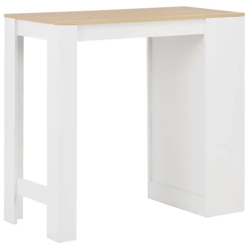 Table De Bar - Table Haute - Table à Manger Avec Étagère Blanc 110x50x103 Cm