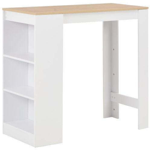 Table De Bar - Table Haute - Table à Manger Avec Étagère Blanc 110x50x103 Cm