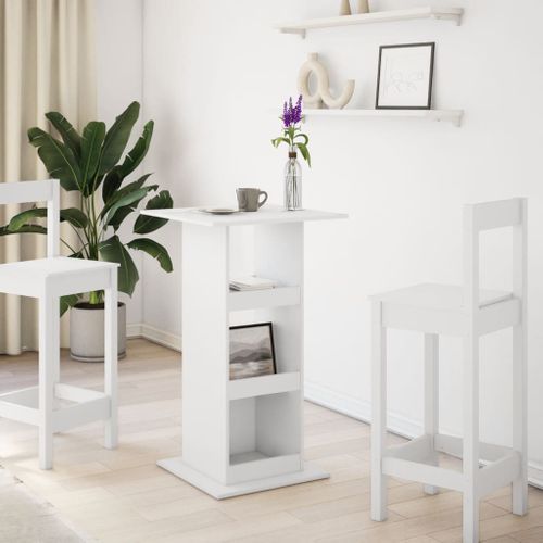 Table De Bar - Table Haute - Table à Manger Avec Rangement Blanc 60x60x102cm Bois D’ingénierie
