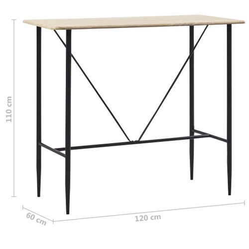 Table De Bar Table Haute Table à Manger Chêne 120 X 60 X 110 Cm Mdf Bar BUT