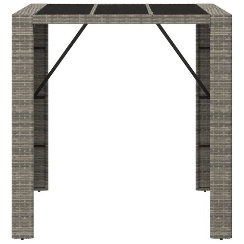 Table De Bar - Table Haute - Table à Manger Et Dessus En Verre Gris 105x80x110 Cm Poly Rotin