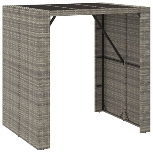 Table De Bar - Table Haute - Table à Manger Et Dessus En Verre Gris 105x80x110 Cm Poly Rotin