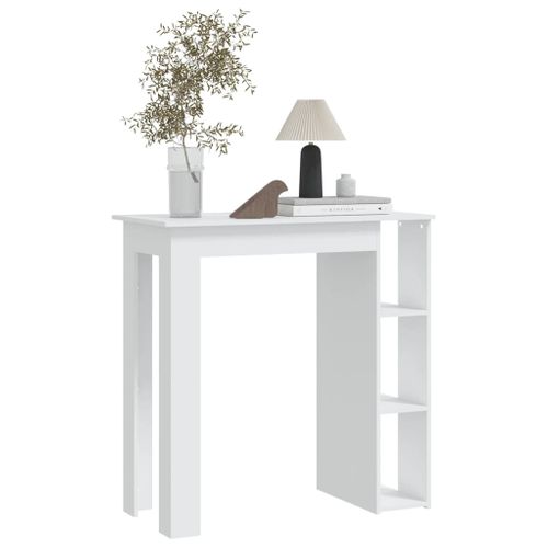 Table De Bar - Table Haute - Table à Manger Et Étagère Blanc 102x50x103,5 Cm Bois D'ingénierie