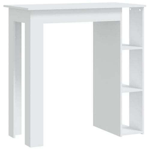Table De Bar - Table Haute - Table à Manger Et Étagère Blanc 102x50x103,5 Cm Bois D'ingénierie