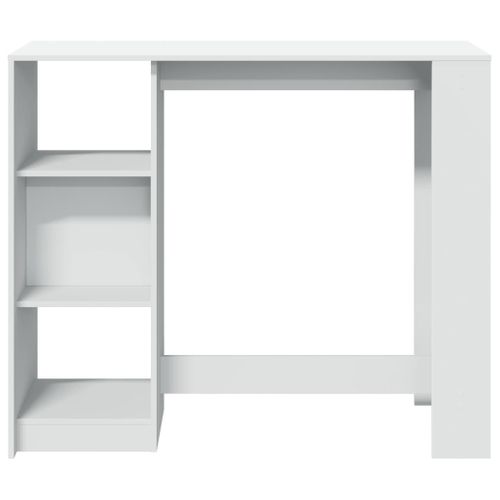 Table De Bar - Table Haute - Table à Manger Et Étagère Blanc 124x46x103,5 Cm Bois D'ingénierie