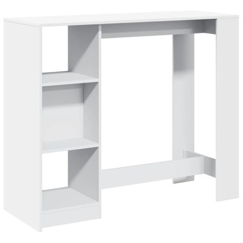 Table De Bar - Table Haute - Table à Manger Et Étagère Blanc 124x46x103,5 Cm Bois D'ingénierie