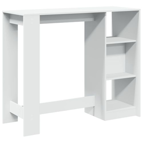Table De Bar - Table Haute - Table à Manger Et Étagère Blanc 124x46x103,5 Cm Bois D'ingénierie