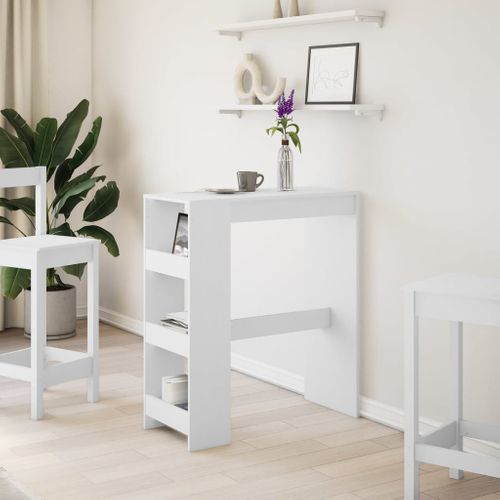 Table De Bar - Table Haute - Table à Manger Et Étagères Blanc 90x40x103,5 Cm Bois D'ingénierie