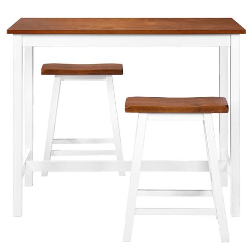 Ensemble 3 Pièces Table De Bar Et Tabouret - Table Haute - Table à Manger Bois Massif