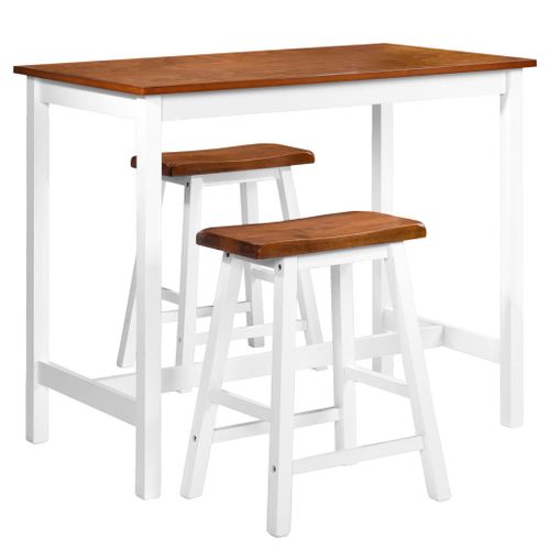 Ensemble 3 Pièces Table De Bar Et Tabouret - Table Haute - Table à Manger Bois Massif