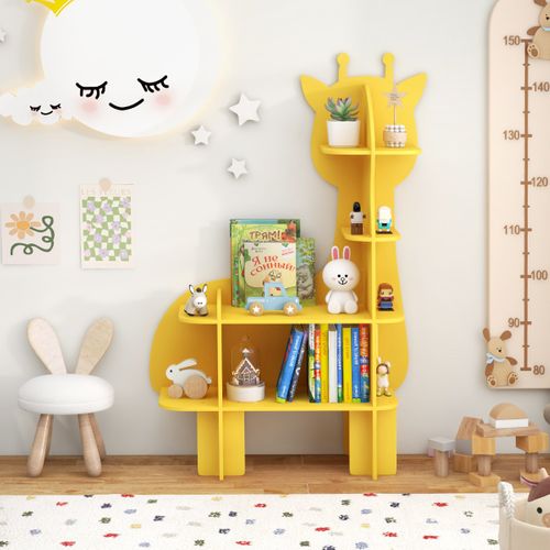 Bibliothèque Enfant 6 Niveaux Avec Sacs Suspendus | Rangement Livres, Jouets, Couleur Blanc Et Bois
