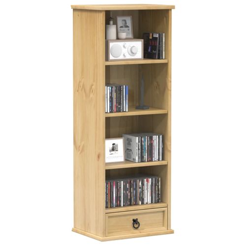 Bibliothèque - Meuble De Rangement à Cd/dvd Corona 40x30x110 Cm Bois De Pin Massif