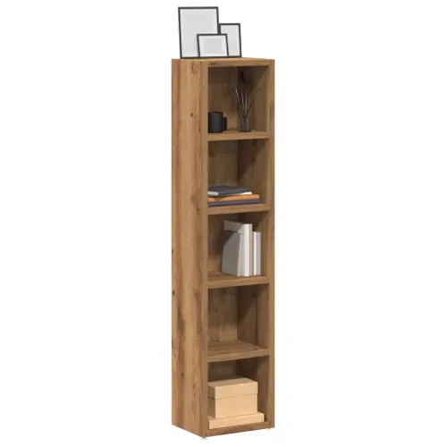 Lot De 2 Bibliothèques - Meuble De Rangement à Cd/dvd Chêne Artisanal 21x16x93,5 Cm