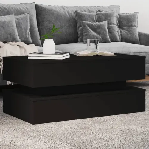 Table Basse - Table De Salon Avec Lumières LED Noir 90x50x40 Cm