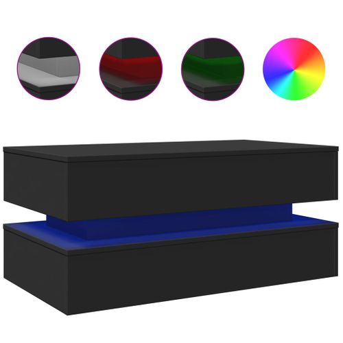 Table Basse - Table De Salon Avec Lumières LED Noir 90x50x40 Cm