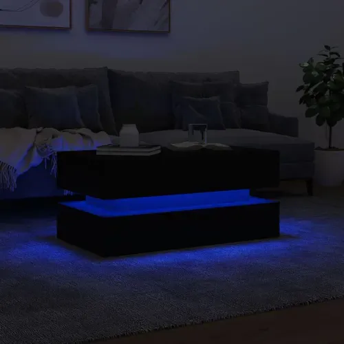 Table Basse - Table De Salon Avec Lumières LED Noir 90x50x40 Cm