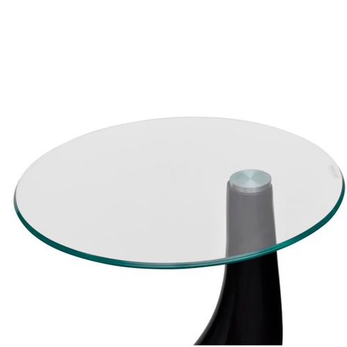 Lot De 2 Tables Basses - Table De Salon Verre Rond Noir Brillant