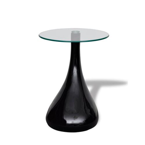 Lot De 2 Tables Basses - Table De Salon Verre Rond Noir Brillant