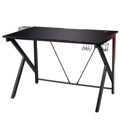 Bureau Gamer Bureau Gaming Avec Stockage Vidéo Porte-gobelet Et Crochet 115x73x76,5cm