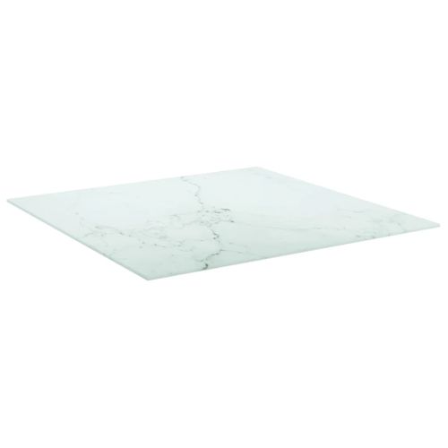 Dessus De Table - Plateau De Table Bureau Blanc 70x70 Cm 6 Mm Verre Trempé Design Marbre