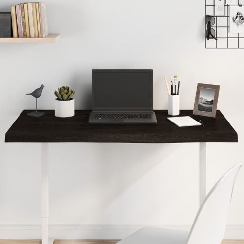 Dessus De Table - Plateau De Table Bureau Marron Foncé Bois Chêne Massif Traité