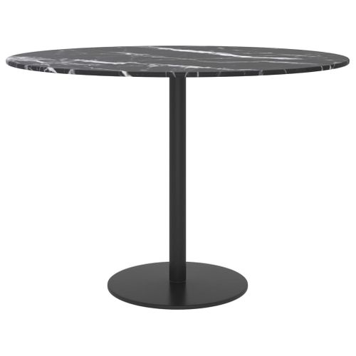 Dessus De Table - Plateau De Table Bureau Noir Ø60x0,8cm Verre Trempé Avec Design Marbre
