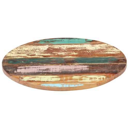 Dessus De Table - Plateau De Table Bureau Rond 50 Cm 25-27 Mm Bois De Récupération Solide