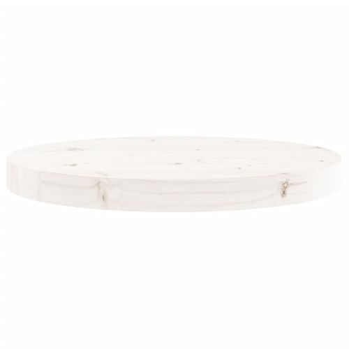 Dessus De Table - Plateau De Table Bureau Rond Blanc Ø40x3 Cm Bois De Pin Massif