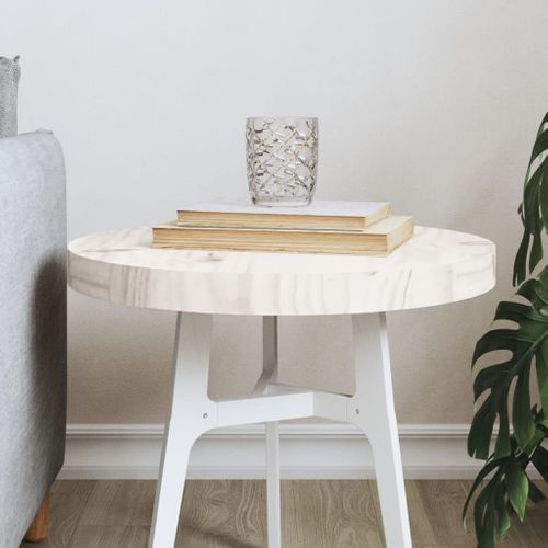 Dessus De Table - Plateau De Table Bureau Rond Blanc Ø40x3 Cm Bois De Pin Massif
