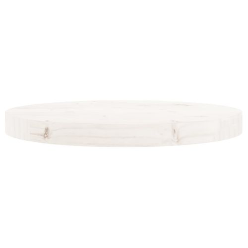 Dessus De Table - Plateau De Table Bureau Rond Blanc Ø40x3 Cm Bois De Pin Massif
