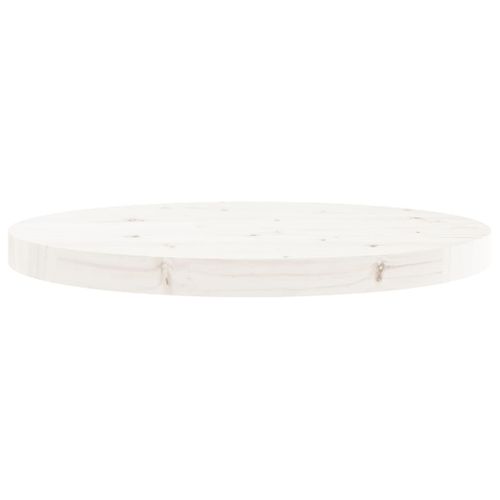 Dessus De Table - Plateau De Table Bureau Rond Blanc Ø50x3 Cm Bois De Pin Massif