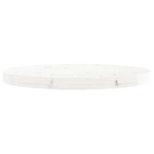Dessus De Table - Plateau De Table Bureau Rond Blanc Ø50x3 Cm Bois De Pin Massif