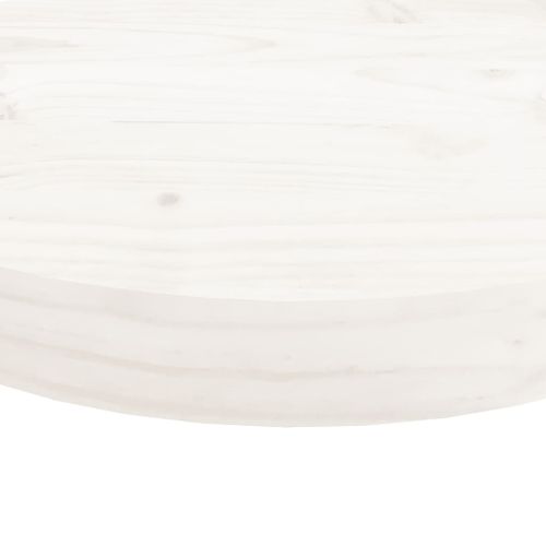 Dessus De Table - Plateau De Table Bureau Rond Blanc Ø50x3 Cm Bois De Pin Massif