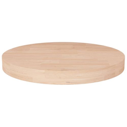 Dessus De Table - Plateau De Table Bureau Rond Ø40x4 Cm Bois De Chêne Massif Non Traité