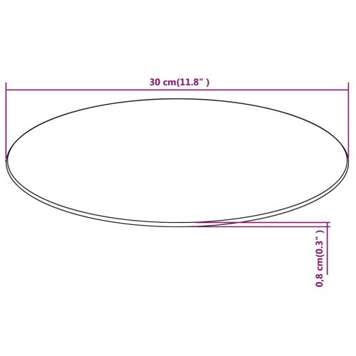 Dessus De Table - Plateau De Table Bureau Ronde En Verre Trempé 300 Mm