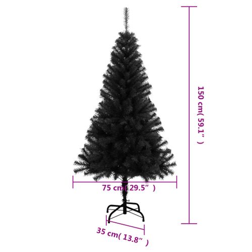Sapin De Noël - Arbre De Noël Artificiel Avec Support Noir 150 Cm Pvc