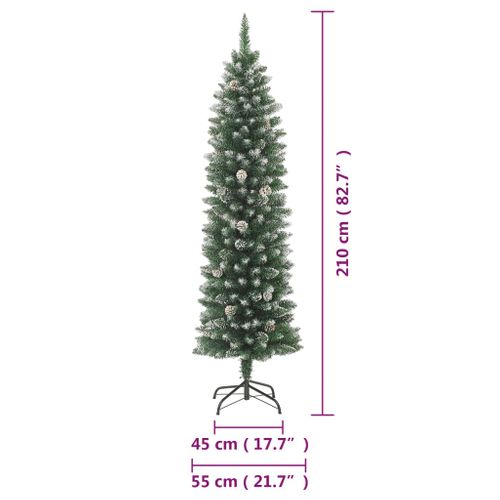 Sapin De Noël - Arbre De Noël Artificiel Mince Avec Support 210 Cm Pvc