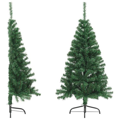 Sapin De Noël - Arbre De Noël Artificiel Moitié Avec Support Vert 120 Cm Pvc