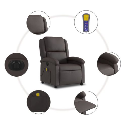Fauteuil Relax - Fauteuil Inclinable - Fauteuil De Relaxation Électrique Marron Foncé