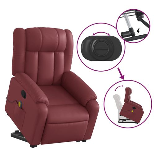 Fauteuil Relax - Fauteuil Inclinable - Fauteuil De Relaxation Rouge Bordeaux Similicuir