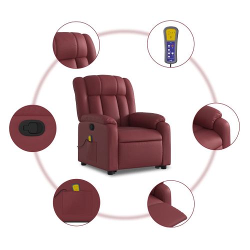 Fauteuil Relax - Fauteuil Inclinable - Fauteuil De Relaxation Rouge Bordeaux Similicuir