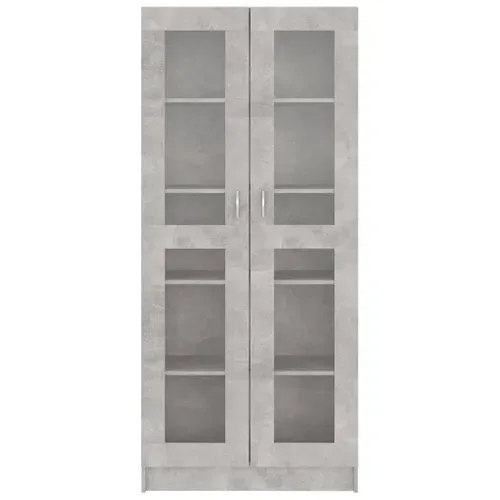 Vitrine, Buffet, Meuble De Rangement Gris Béton 82,5x30,5x185,5 Cm Bois Ingénierie