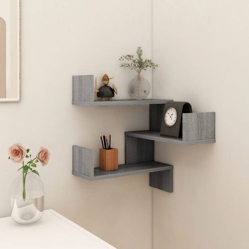 Étagère Murale D'angle - Étagère Flottante Sonoma Gris 40x40x50cm Bois D'ingénierie