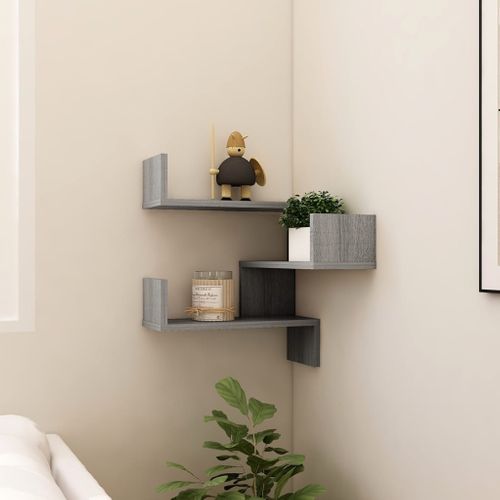 Étagère Murale D'angle - Étagère Flottante Sonoma Gris 40x40x50cm Bois D'ingénierie