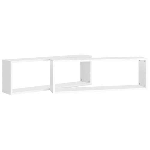 Lot De 2 Étagères Murales - Étagères Flottantes Cube Blanc 80x15x26,5cm Bois D'ingénierie