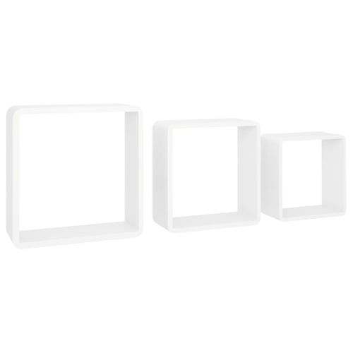 Ensemble De 3 Étagères Murales Cube - Étagères Flottantes Blanc Mdf