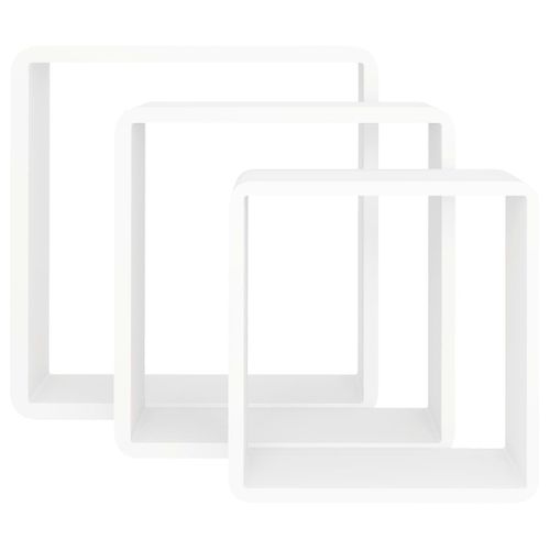 Ensemble De 3 Étagères Murales Cube - Étagères Flottantes Blanc Mdf