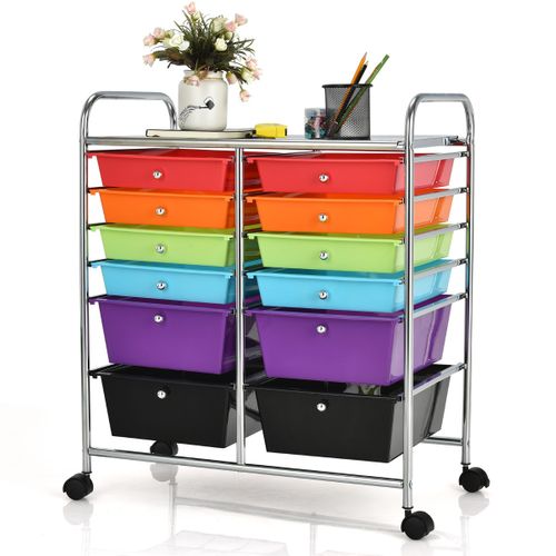 Tour De Rangement à Roulettes Avec Tiroirs – Meuble Plastique Blanc 3 Étagères – Organisateur Bureau, Chambre, Salle De Bain - 9