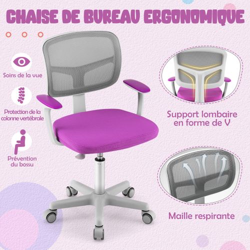 Fauteuil De Bureau, Chaise De Bureau Pour Enfants Chaise D’étude Avec Hauteur Réglable Pour Enfant